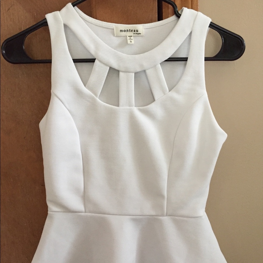 White Peplum Cut Out Tank Top
